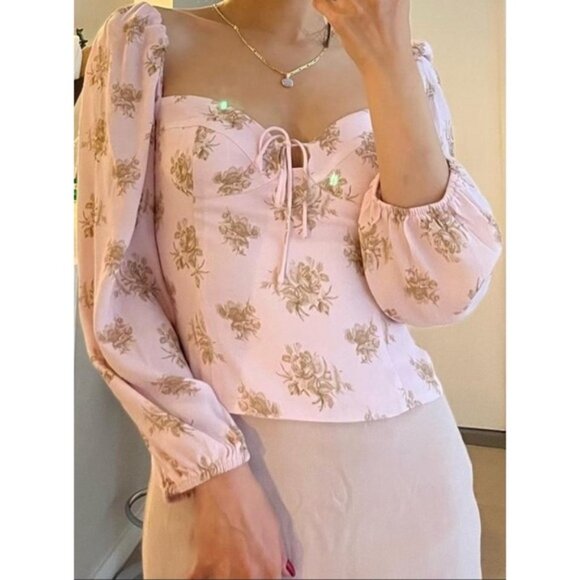 Wilfred Novella ls blouse floral pink XL L read - Picture 3 of 3